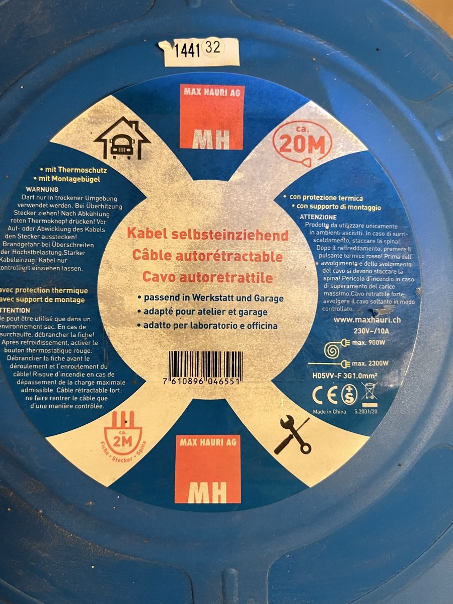 Cavi: Max Hauri Kabelrolle Selbsteinziehend 20m  – Usato da Huttwil venduto da luk_9tdh 3