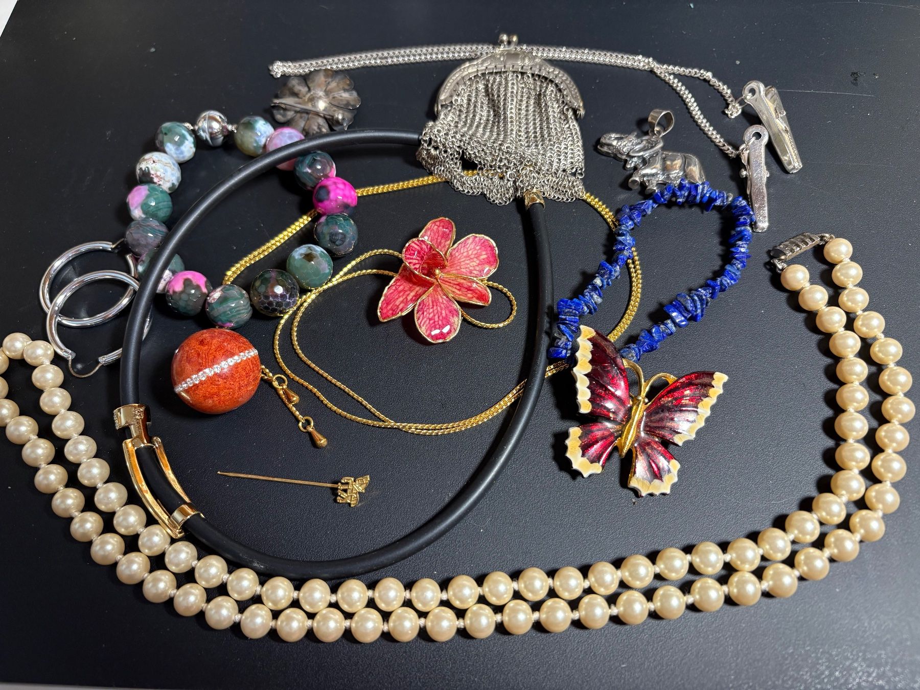 Sonstiger Schmuck: Schmucklot mit unechter Perle ca. 80 cm Lang – Gebraucht aus St. Peterzell von verena40