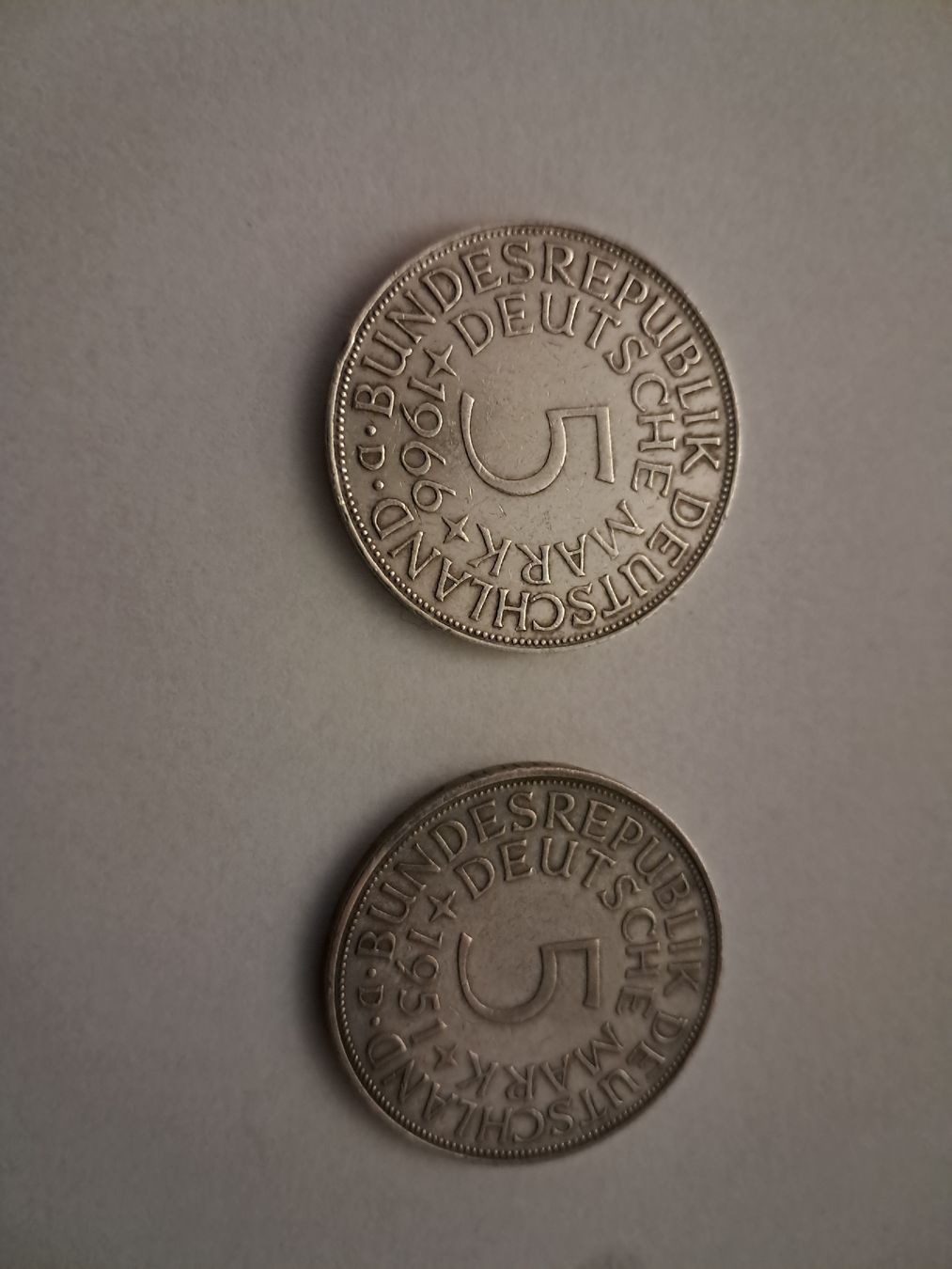 Tutti le monete: 5 dm münzen. 1951, 1966 – Usato da kreuzlingen venduto da johannb01