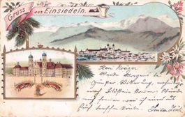 Einsiedeln SZ // 1898 Litho Kloster Gesamtansicht
