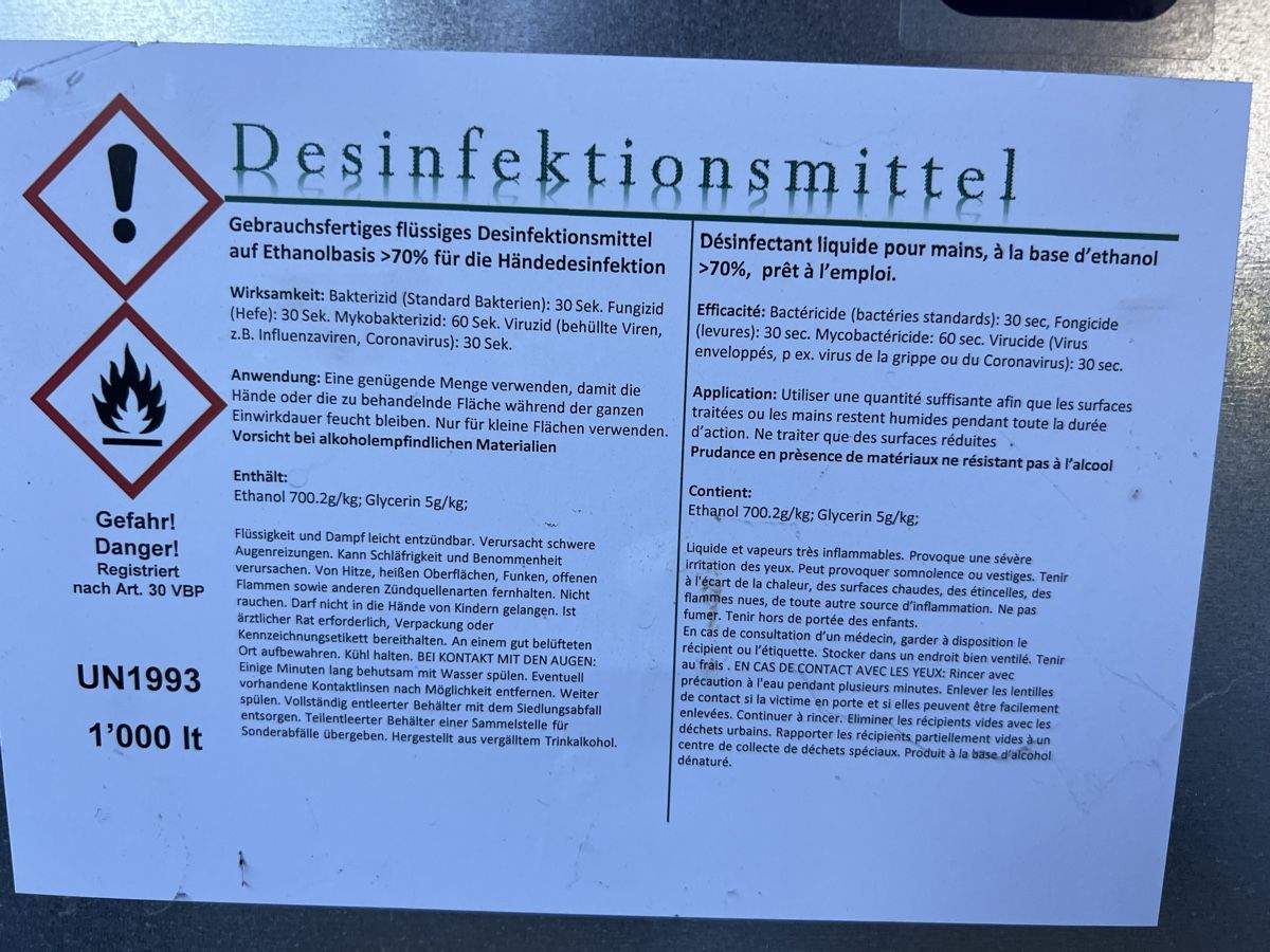 Pulizia & Igiene: Desinfektionsmittel , Ethanol , Alkohol – Usato da Gansingen venduto da Immotrans 1