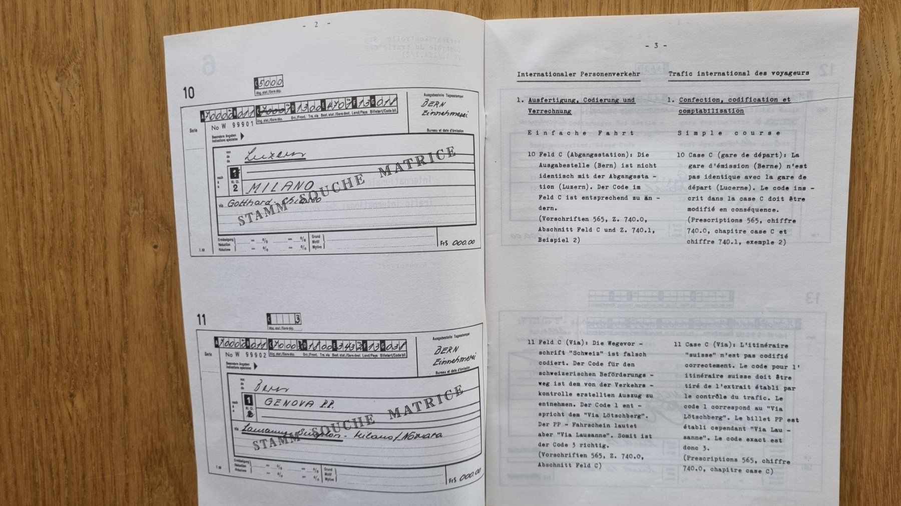 SBB/CFF/FFS Documenti: SBB Internationale Fahrscheine - Codierung – Usato da Bözberg venduto da heinz-d 1