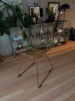 Goldener Design Stuhl, Drahtgeflecht, retro 2er Set