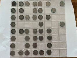 Lot de 43 pièces de 5 ct CHF 1880-1974