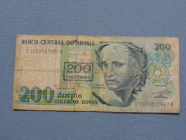 200 Cruzados Novos Brasilianische Banknote, Selten!