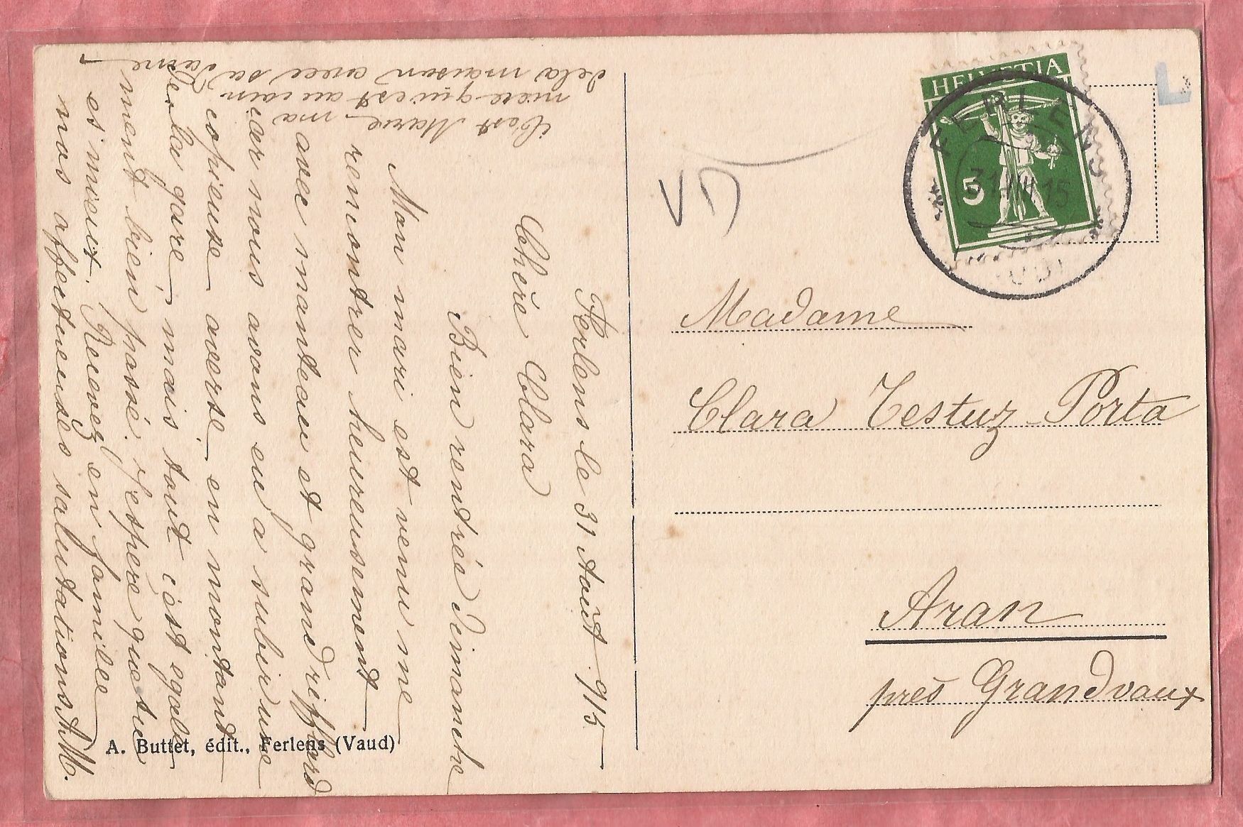 Cartoline postali: Mézières - Floréal - 1913 – Usato da Fislisbach venduto da Porano 1