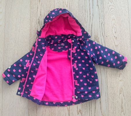 Hübsche Mädchen Regenjacke mit Katzenmotiv Gr. 86/92