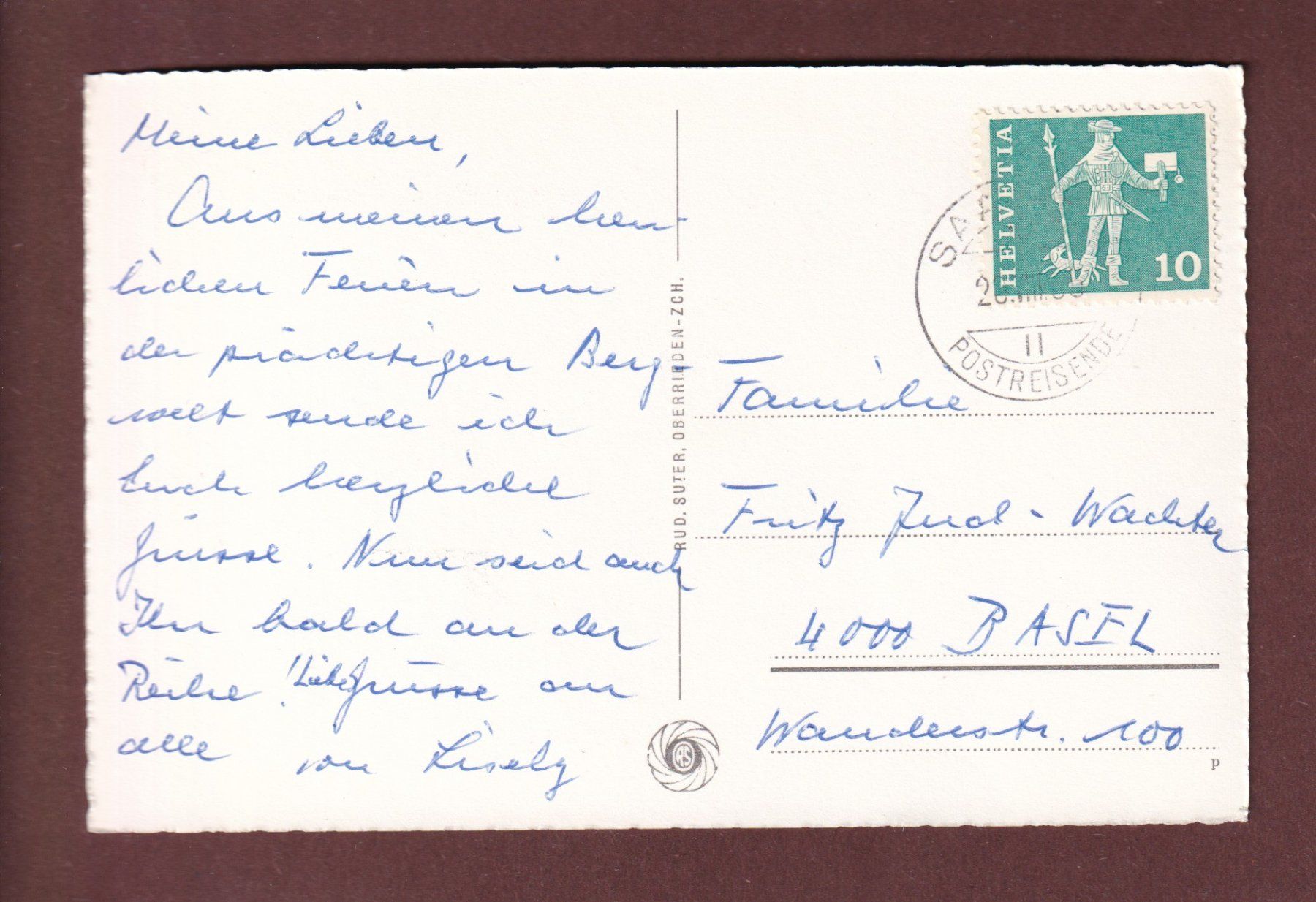 Cartoline postali: SAAS-FEE mit Alphubel - 1965 – Usato da Pully venduto da nicecards-shop 1