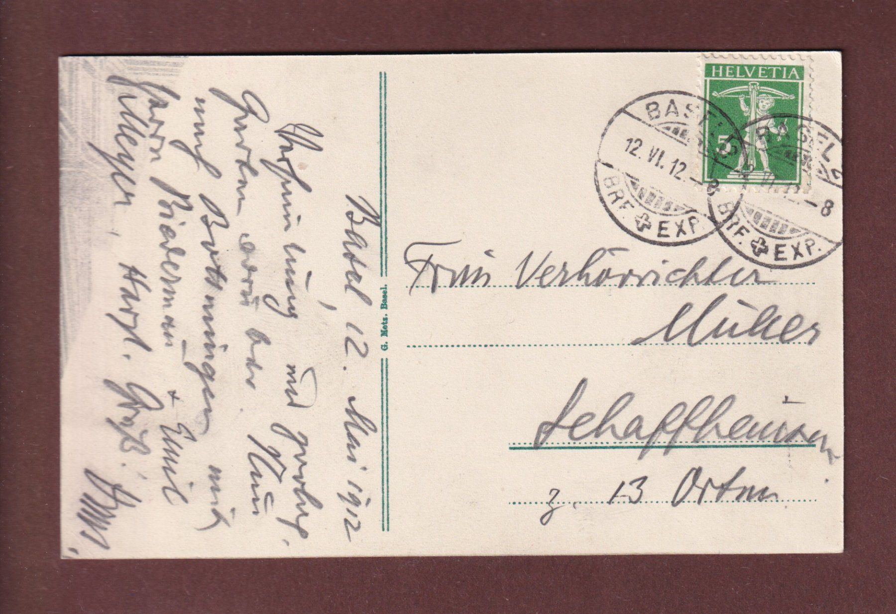 Cartoline postali: BASEL - Regierungsratsaal - 1912 – Usato da Pully venduto da nicecards-shop 1