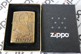 ZIPPO Feuerzeug - SCORPIO - heavy plate - brass - 1997