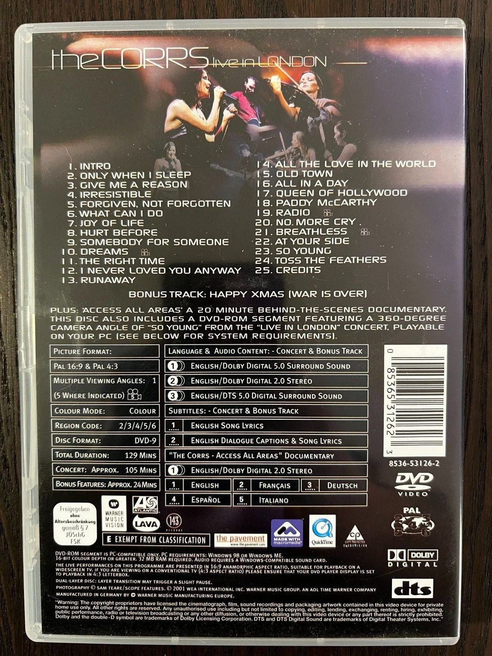 Alle DVDs: The Corrs live in London – Gebraucht aus Zürich von FilmFreunde 1