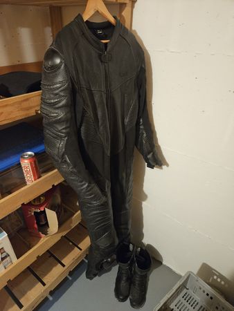 Motorradkombi Leder schwarz gebraucht