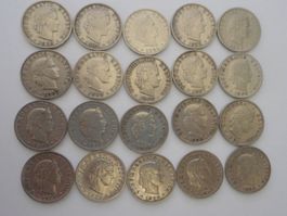 20 x 20 Rappen 1883 bis 1934 - versch. Jg. magnetisch