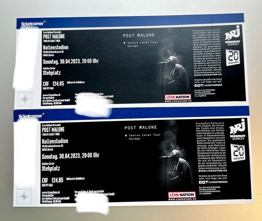 2x Post Malone GOLDEN CIRCLE Tickets Twelve Carat Tour Kaufen auf