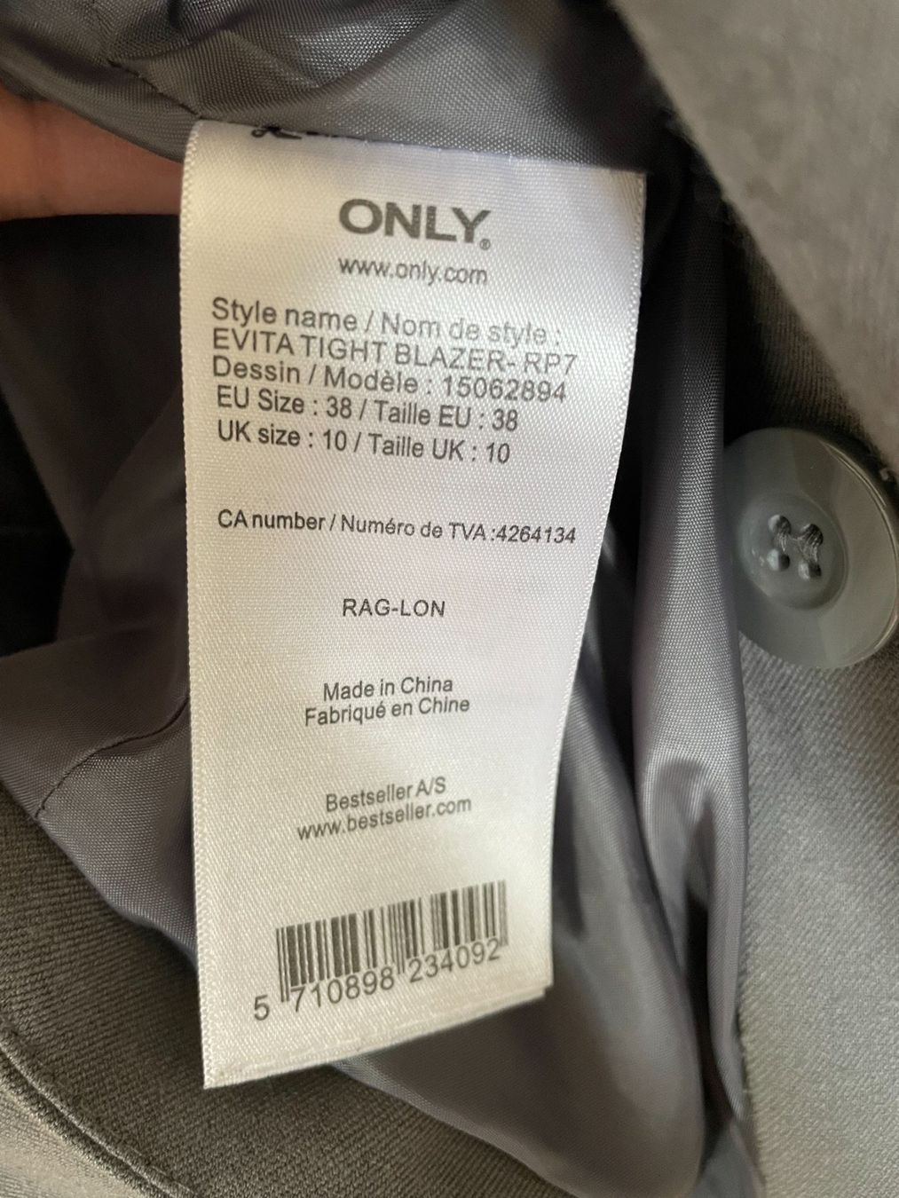 Only Giacche: Blazer grau Gr. 38 – Usato da Neunkirch venduto da autoscooter57 4