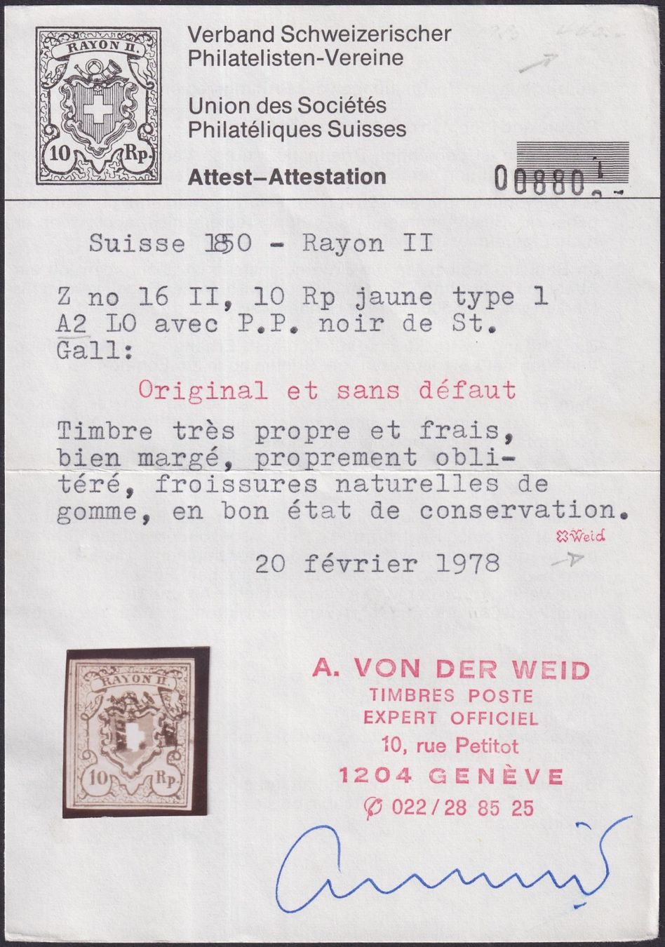 Alle Briefmarken: T.1 A2-LO mit P.P. St.Gallen, fehlerfrei mit Befund, 440.-+ – Gebraucht aus Sursee von Luzernerraute 3