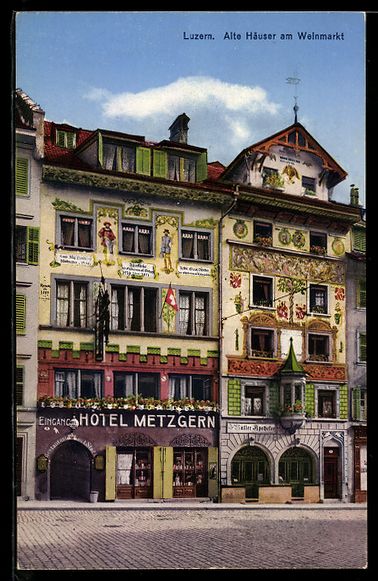 Cartoline postali: AK Luzern, Alte Häuser am Weinmarkt – Usato da Berlin venduto da bartko-reher
