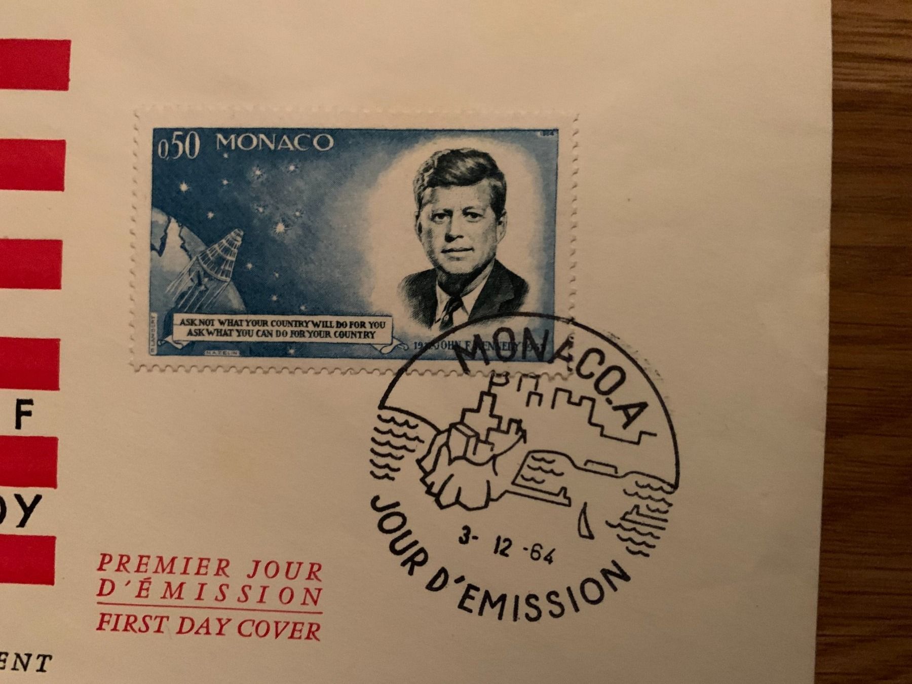 Tutti i francobolli: FDC John-F Kennedy, 3.12.64 Monaco.A – Usato da Landquart venduto da interesse63 1