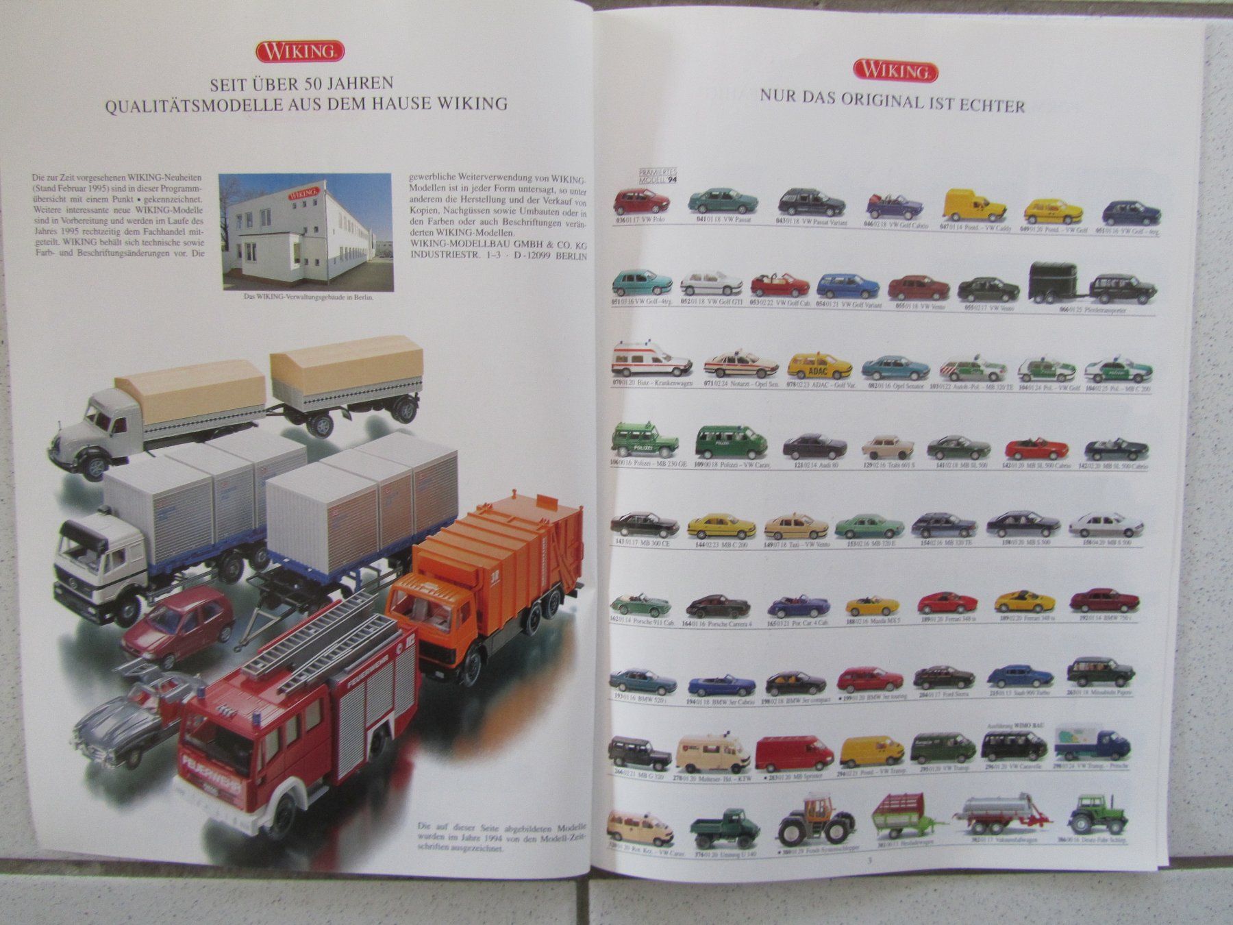 Wiking Modellautos: Wiking, Automodell Prospekt 1995 – Gebraucht aus Weiningen ZH von dietsch57 1