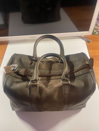 Sac  Vintage Christian Dior Boston cuir kaki bon état