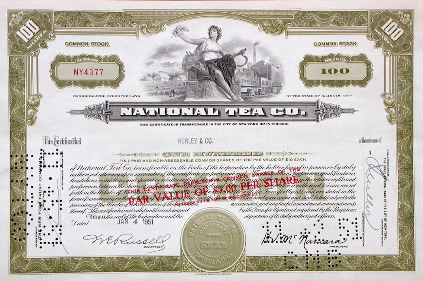 Documenti: National Tea Company - 1951 – Usato da Solothurn venduto da Sgasche