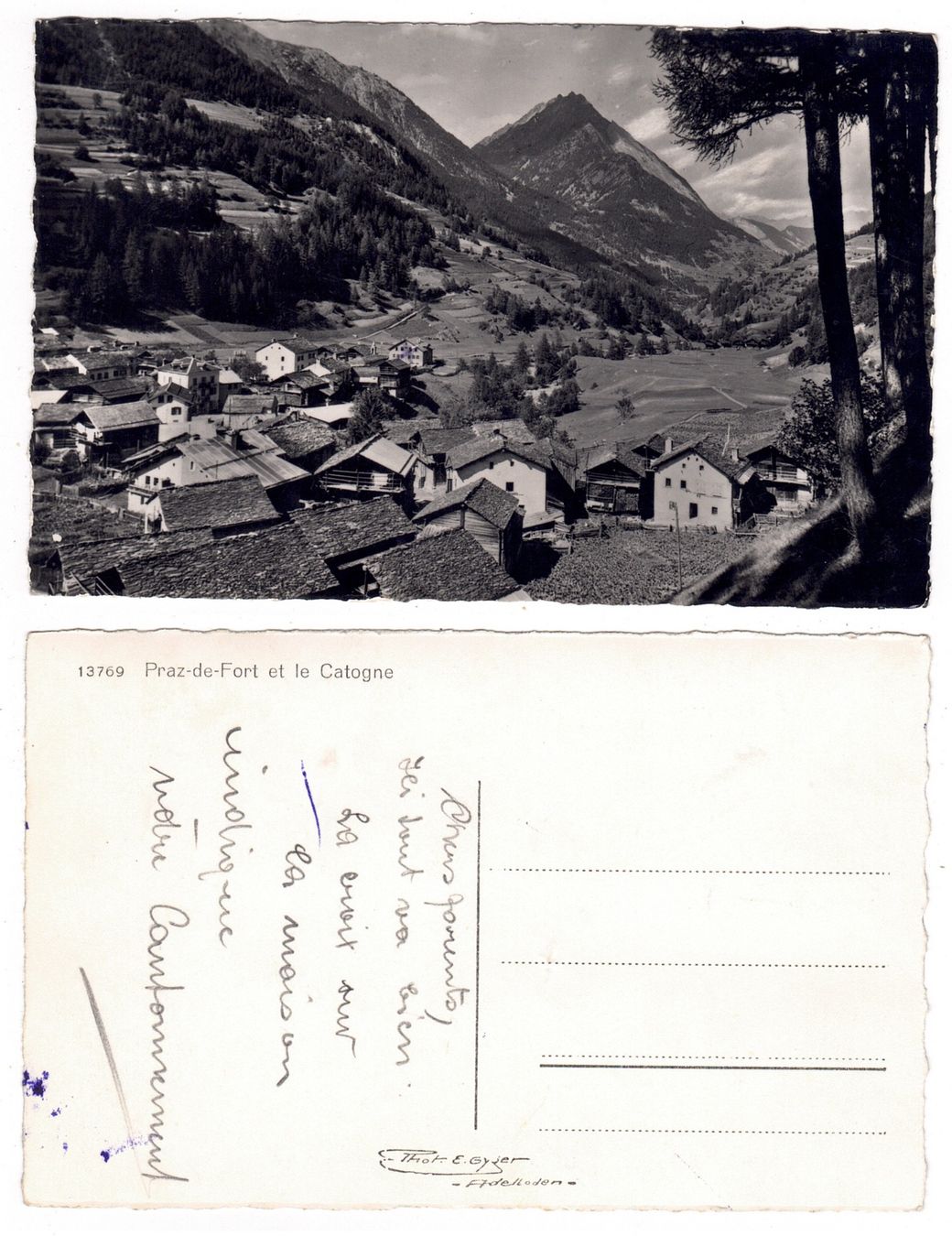 Cartoline postali: Praz-de-Fort et le Catogne – Usato da La Tour-de-Peilz venduto da amjust