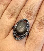 Echtem Silberobsidian Ring