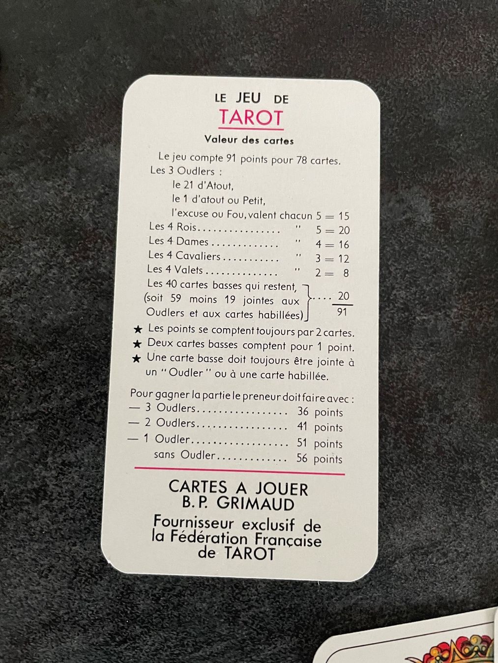 Giochi: Ancien Tarot B.P. Grimaud – Usato da Vallamand venduto da Bricbracbroc82 3