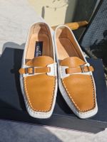 Loafer Leder Damen Weiss/Braun Grösse 40 Neu