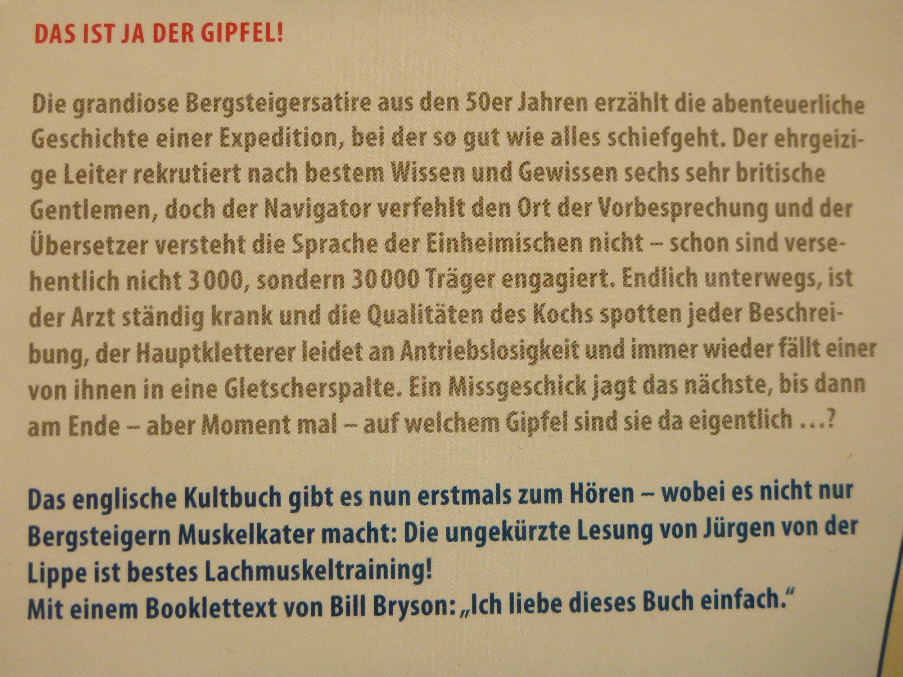 Hörbücher: Die Besteigung des Rum Doodle; Hörbuch – Gebraucht aus Sils im Domleschg von Foeniculum 2