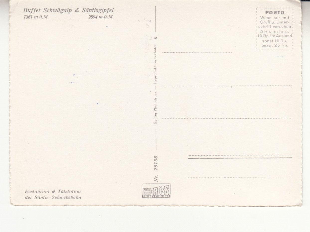 Cartoline postali: Schwägalp ca. 1940 – Usato da Bürglen TG venduto da StampGraf 1