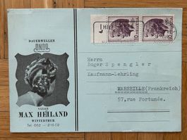 Karte Max Heiland Coiffeur, Winterthur 1946