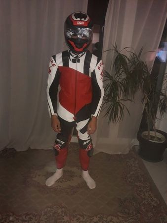 SPYKE Lederkombi, rot/weiss, Gr. 52, Top Zustand!