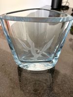 Kristallglas-Vase mit Vogelmotiv