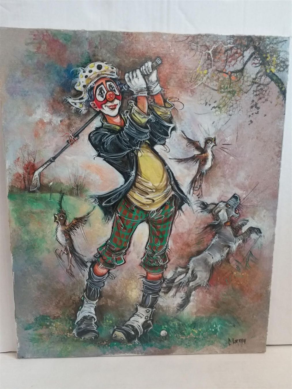 Gemälde: C.Lorrain "Clown Golfer"Gemälde Original – Gebraucht aus Zürich von Galerie-Kunst