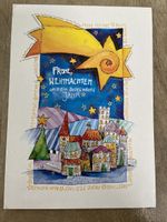 AK Weihnachtskarte mit Stern und Dorf Künstler gel. 1999