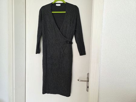 Calvin Klein Wickelkleid, Strickkleid Grau Gr. M 