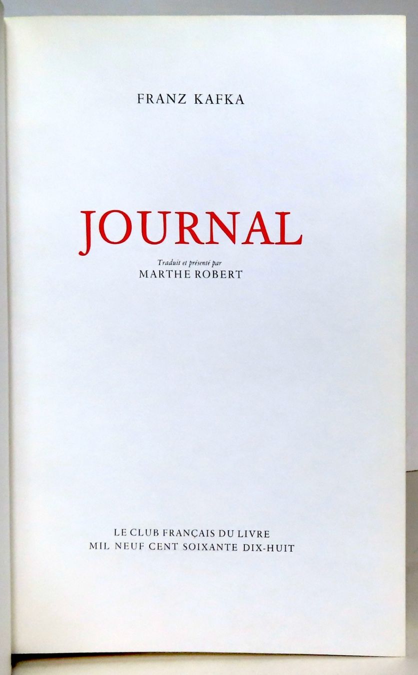 Bücher: Franz Kafka - Journal – Gebraucht aus Le Locle von LibrairieLaBergerie 1