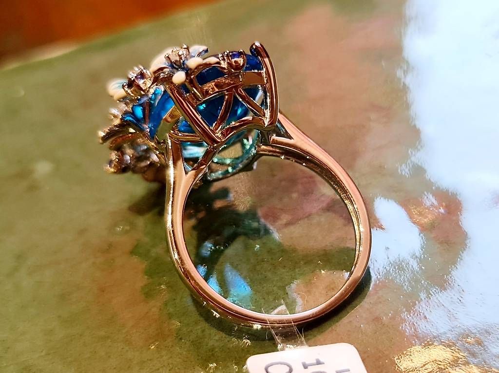 Anelli: Ring Blüten Schmetterlinge Emaille Gr. 52 – Nuovo e nell'imballaggio originale da Stein am Rhein venduto da JuwelierSteinbock.CH 3