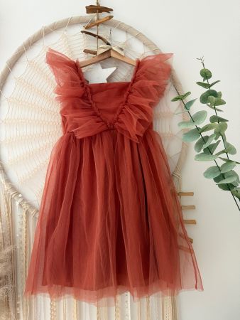 Mädchen Kleid Tüll mit Rüschen Gr. 140 NEU mit Etikett