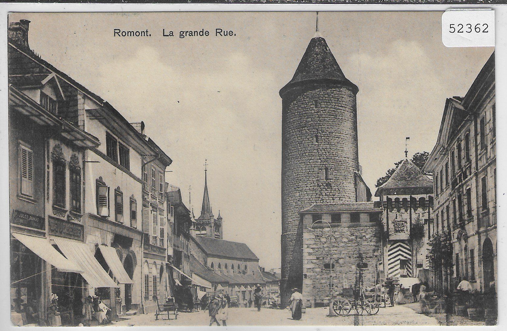Cartoline postali: Romont - La grande Rue - animee – Usato da Ettingen venduto da Kartenplanet