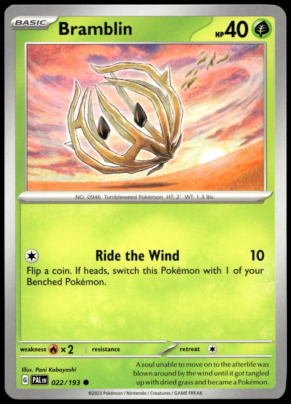 Pokémon Carte collezionabili: Pokémon Bramblin 022/193   SV02 Paldea Evolved – Usato da Le Mouret venduto da PokemonCards_CH