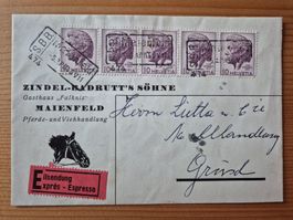 CH-Express Brief nach Grüsch mit SBB Stempel 1946 gem.Bilder