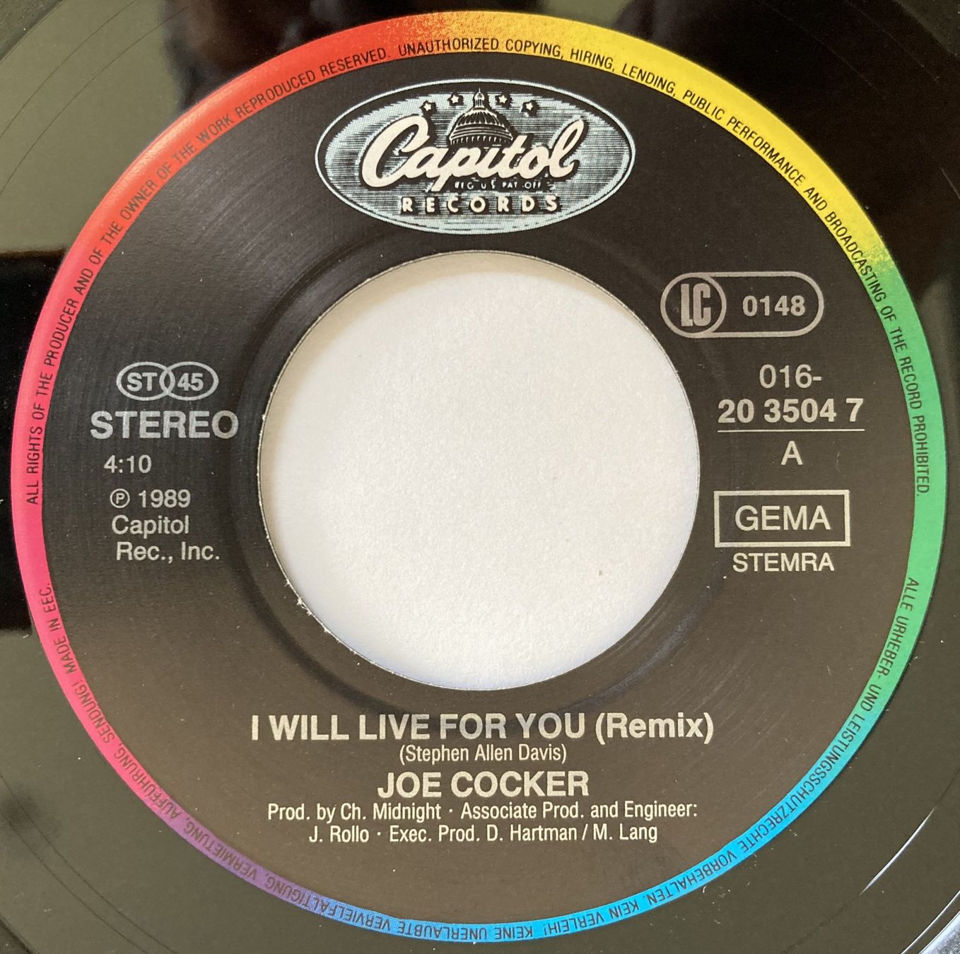 Dischi in vinile: JOE COCKER - I WILL LIVE FOR YOU – Usato da Bottens venduto da hotter-than-hell 2