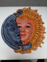 Wanddekoration Sonne und Mond Keramik guter Zustand