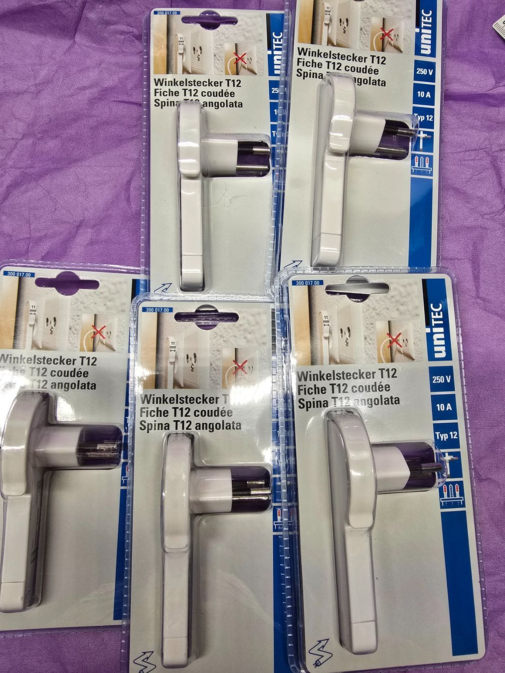 Spine: 5 Stück Unitec Winkelstecker T12, weiss – Nuovo e nell'imballaggio originale da Rebstein venduto da James-Dean
