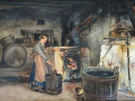 Gemälde Eduard Hosch 1843-1908 Öl Leinwand Bild Kunst antik