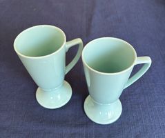 Mid Century, 2x Pedestal Mugs in Türkis, sehr guter Zustand