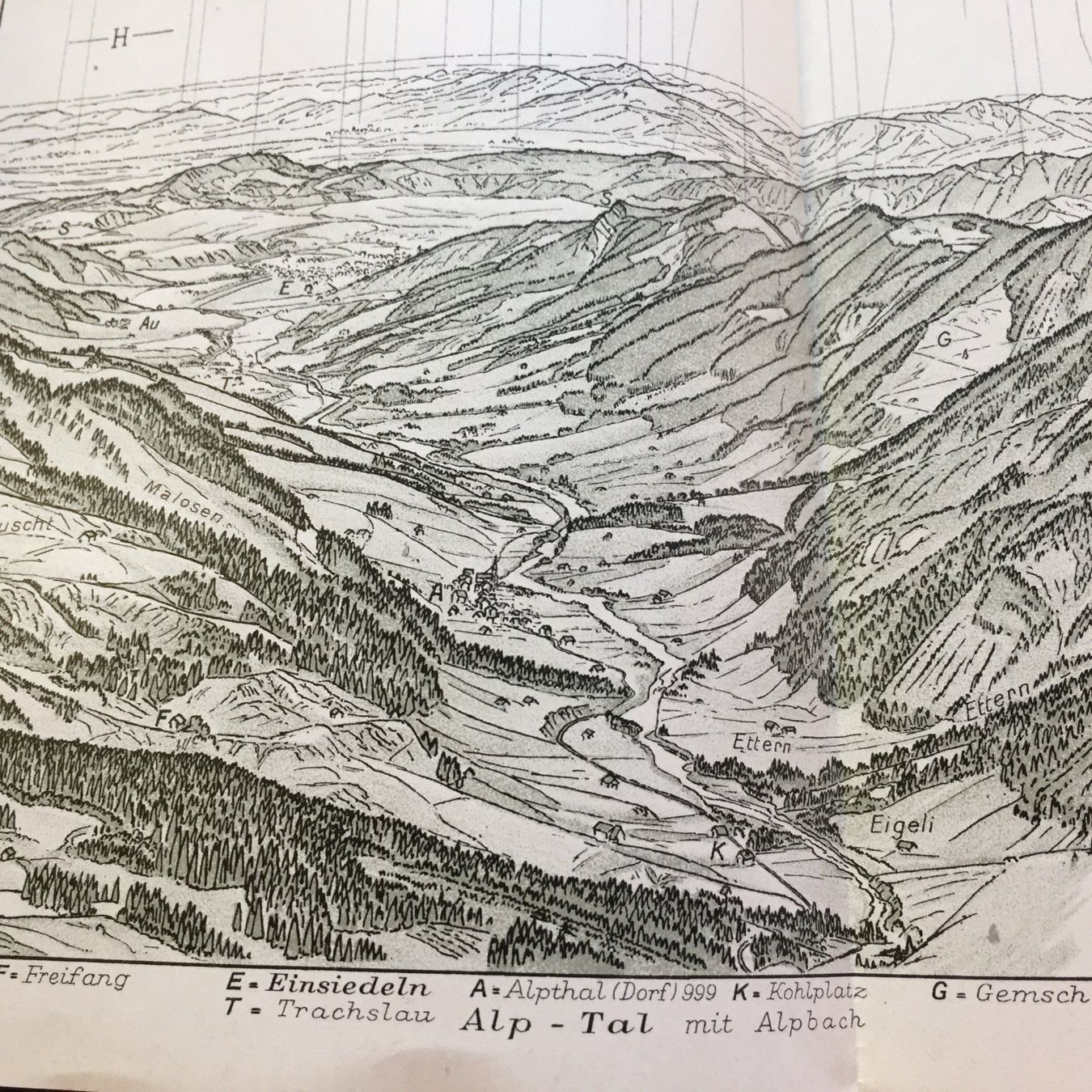 Cartine & Atlanti: Mythen Rundsichtpanorama 1924 ORIGINAL – Usato da Trachslau venduto da post35 1