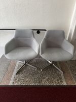 2 Sessel Interio SOTA Soffbezug hellgrau Metallfuss drehbar